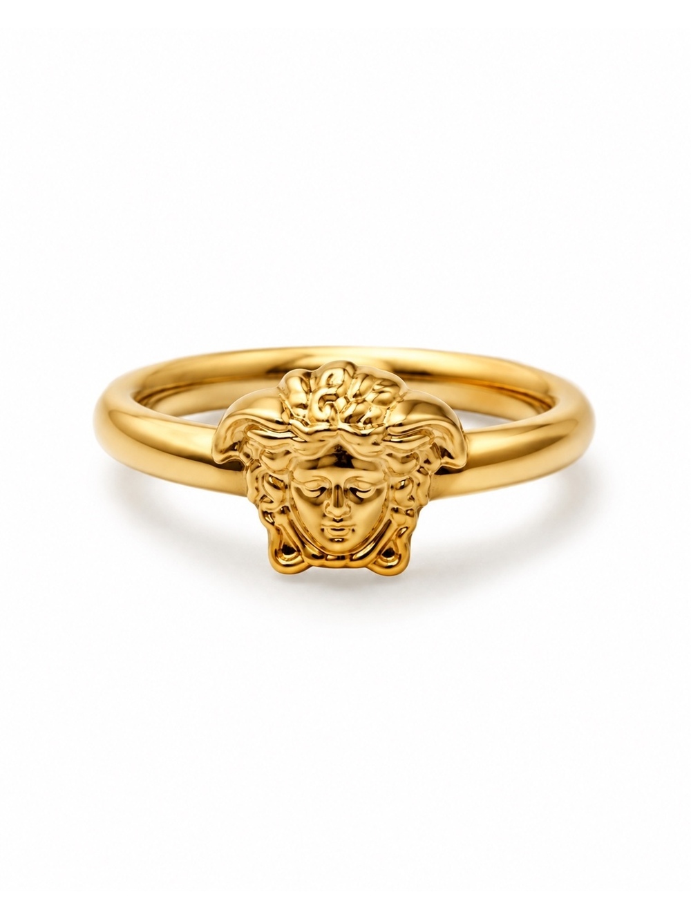 Versace La Medusa Ring Gold Tone Medusa Head Size 9 DG5E344 Made Italy New